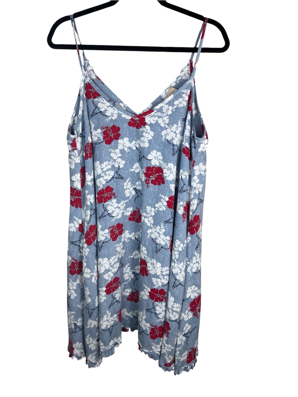 Ariat  Dress XL Western Aloha Red White Blue Floral Americana festival cowgirl
